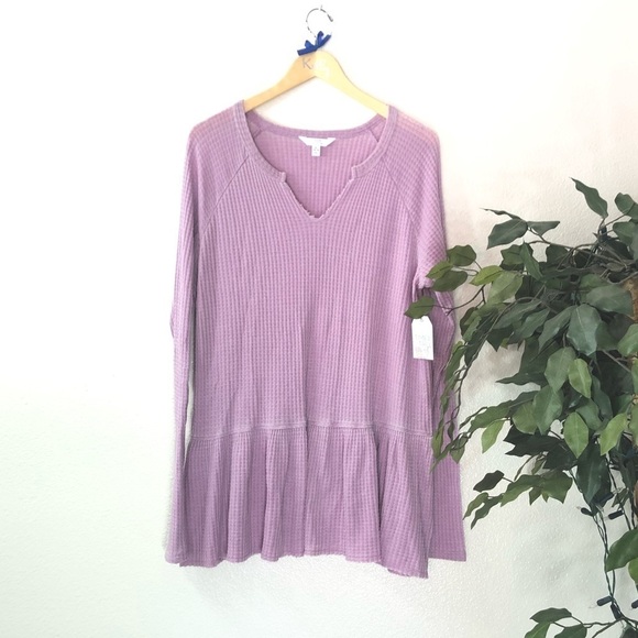Time and Tru Tops - PLUS Time And Tru Purple Waffle Top